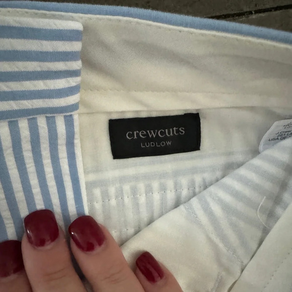 CREWCUTS NWT Ludlow Seersucker Blue White Striped Shorts Size 6 - Picture 4 of 8